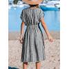 imageCUPSHE Women Beach Cover Up V Neck Short Sleeve Striped Midi Swimsuit Coverup Dress XSXXLBlack Stripes
