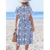imageCUPSHE Women Beach Cover Up V Neck Short Sleeve Striped Midi Swimsuit Coverup Dress XSXXLBlue Floral