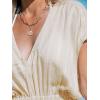 imageCUPSHE Women Beach Cover Up V Neck Short Sleeve Striped Midi Swimsuit Coverup Dress XSXXLLight Khaki