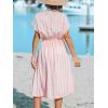 imageCUPSHE Women Beach Cover Up V Neck Short Sleeve Striped Midi Swimsuit Coverup Dress XSXXLLight Pink