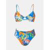 imageCUPSHE Women Swimsuit Bikini Set High Waisted Push Up Cheeky Drawstring Two Piece Bathing SuitSky BlueTropical