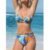 imageCUPSHE Women Swimsuit Bikini Set High Waisted Push Up Cheeky Drawstring Two Piece Bathing SuitSky BlueTropical