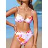 imageCUPSHE Women Swimsuit Bikini Set High Waisted Push Up Cheeky Drawstring Two Piece Bathing SuitWhiteOrange