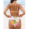 imageCUPSHE Women Swimsuit Bikini Set High Waisted Push Up Cheeky Drawstring Two Piece Bathing SuitWhiteYellow Floral