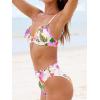 imageCUPSHE Women Swimsuit Bikini Set High Waisted Push Up Cheeky Drawstring Two Piece Bathing SuitWhiteYellow Floral