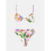 imageCUPSHE Women Swimsuit Bikini Set High Waisted Push Up Cheeky Drawstring Two Piece Bathing SuitWhiteYellow Floral