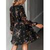 imageCUPSHE Womens Mini Dresses Casual Spring V Neck Chiffon Long Peasant Sleeves Flowy Summer DressBlack Ditsy