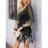 imageCUPSHE Womens Mini Dresses Casual Spring V Neck Chiffon Long Peasant Sleeves Flowy Summer DressBlack Floral