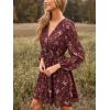 imageCUPSHE Womens Mini Dresses Casual Spring V Neck Chiffon Long Peasant Sleeves Flowy Summer DressBurgundy Ditsy