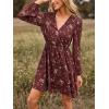 imageCUPSHE Womens Mini Dresses Casual Spring V Neck Chiffon Long Peasant Sleeves Flowy Summer DressBurgundy Ditsy