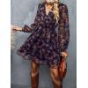 imageCUPSHE Womens Mini Dresses Casual Spring V Neck Chiffon Long Peasant Sleeves Flowy Summer DressDark Navy Blue
