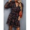 imageCUPSHE Womens Mini Dresses Casual Spring V Neck Chiffon Long Peasant Sleeves Flowy Summer DressFloral