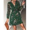 imageCUPSHE Womens Mini Dresses Casual Spring V Neck Chiffon Long Peasant Sleeves Flowy Summer DressGreen