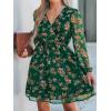 imageCUPSHE Womens Mini Dresses Casual Spring V Neck Chiffon Long Peasant Sleeves Flowy Summer DressGreen Floral