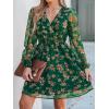 imageCUPSHE Womens Mini Dresses Casual Spring V Neck Chiffon Long Peasant Sleeves Flowy Summer DressGreen Floral