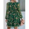 imageCUPSHE Womens Mini Dresses Casual Spring V Neck Chiffon Long Peasant Sleeves Flowy Summer DressGreen Floral
