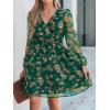 imageCUPSHE Womens Mini Dresses Casual Spring V Neck Chiffon Long Peasant Sleeves Flowy Summer DressGreen Floral