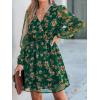 imageCUPSHE Womens Mini Dresses Casual Spring V Neck Chiffon Long Peasant Sleeves Flowy Summer DressGreen Floral