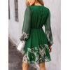 imageCUPSHE Womens Mini Dresses Casual Spring V Neck Chiffon Long Peasant Sleeves Flowy Summer DressGreen Paisley