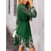 imageCUPSHE Womens Mini Dresses Casual Spring V Neck Chiffon Long Peasant Sleeves Flowy Summer DressGreen Paisley