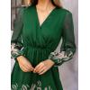 imageCUPSHE Womens Mini Dresses Casual Spring V Neck Chiffon Long Peasant Sleeves Flowy Summer DressGreen Paisley