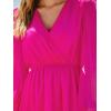 imageCUPSHE Womens Mini Dresses Casual Spring V Neck Chiffon Long Peasant Sleeves Flowy Summer DressHot Pink