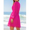 imageCUPSHE Womens Mini Dresses Casual Spring V Neck Chiffon Long Peasant Sleeves Flowy Summer DressHot Pink