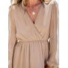 imageCUPSHE Womens Mini Dresses Casual Spring V Neck Chiffon Long Peasant Sleeves Flowy Summer DressLight Apricot