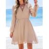 imageCUPSHE Womens Mini Dresses Casual Spring V Neck Chiffon Long Peasant Sleeves Flowy Summer DressLight Apricot