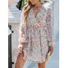 imageCUPSHE Womens Mini Dresses Casual Spring V Neck Chiffon Long Peasant Sleeves Flowy Summer DressOrange Floral