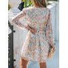 imageCUPSHE Womens Mini Dresses Casual Spring V Neck Chiffon Long Peasant Sleeves Flowy Summer DressOrange Floral