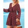 imageCUPSHE Womens Mini Dresses Casual Spring V Neck Chiffon Long Peasant Sleeves Flowy Summer DressRed Paisley