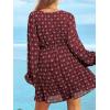 imageCUPSHE Womens Mini Dresses Casual Spring V Neck Chiffon Long Peasant Sleeves Flowy Summer DressRed Paisley