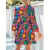 imageCUPSHE Womens Mini Dresses Casual Spring V Neck Chiffon Long Peasant Sleeves Flowy Summer DressRedblue Floral