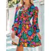 imageCUPSHE Womens Mini Dresses Casual Spring V Neck Chiffon Long Peasant Sleeves Flowy Summer DressRedblue Floral