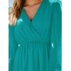 imageCUPSHE Womens Mini Dresses Casual Spring V Neck Chiffon Long Peasant Sleeves Flowy Summer DressTeal