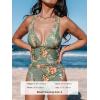 imageCUPSHE Womens One Piece Swimsuit Tummy Control Deep V Neck Double Straps Crisscross Back Tie Bathing SuitMoss GreenTropical