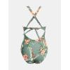 imageCUPSHE Womens One Piece Swimsuit Tummy Control Deep V Neck Double Straps Crisscross Back Tie Bathing SuitMoss GreenTropical