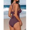 imageCUPSHE Womens One Piece Swimsuit Tummy Control Deep V Neck Double Straps Crisscross Back Tie Bathing SuitPurple Brown