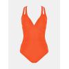 imageCUPSHE Womens One Piece Swimsuit Tummy Control Deep V Neck Double Straps Crisscross Back Tie Bathing SuitRust Orange