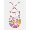 imageCUPSHE Womens One Piece Swimsuit Tummy Control Deep V Neck Double Straps Crisscross Back Tie Bathing SuitWhitePink Floral