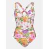 imageCUPSHE Womens One Piece Swimsuit Tummy Control Deep V Neck Double Straps Crisscross Back Tie Bathing SuitWhitePink Floral