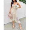 imageCUPSHE Womens Summer Dresses Sleeveless Lace Casual Tassel Beach Spaghetti Straps Flowy Maxi Sun DressBeige
