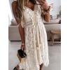 imageCUPSHE Womens Summer Dresses Sleeveless Lace Casual Tassel Beach Spaghetti Straps Flowy Maxi Sun DressBeige