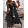 imageCUPSHE Womens Summer Dresses Sleeveless Lace Casual Tassel Beach Spaghetti Straps Flowy Maxi Sun DressBlack