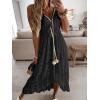 imageCUPSHE Womens Summer Dresses Sleeveless Lace Casual Tassel Beach Spaghetti Straps Flowy Maxi Sun DressBlack