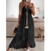 imageCUPSHE Womens Summer Dresses Sleeveless Lace Casual Tassel Beach Spaghetti Straps Flowy Maxi Sun DressBlack