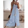 imageCUPSHE Womens Summer Dresses Sleeveless Lace Casual Tassel Beach Spaghetti Straps Flowy Maxi Sun DressBlue