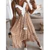 imageCUPSHE Womens Summer Dresses Sleeveless Lace Casual Tassel Beach Spaghetti Straps Flowy Maxi Sun DressBrown