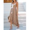 imageCUPSHE Womens Summer Dresses Sleeveless Lace Casual Tassel Beach Spaghetti Straps Flowy Maxi Sun DressBrown